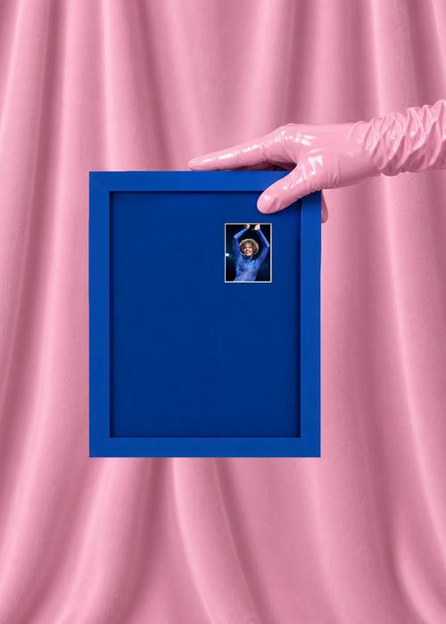 Cobalt Peek-a-boo monochromatic frame for mini polaroids, 8x10