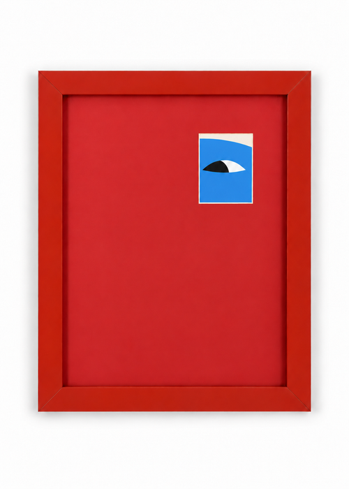 Front view of the persimmon Peek-a-boo mini polaroid frame, 8x10