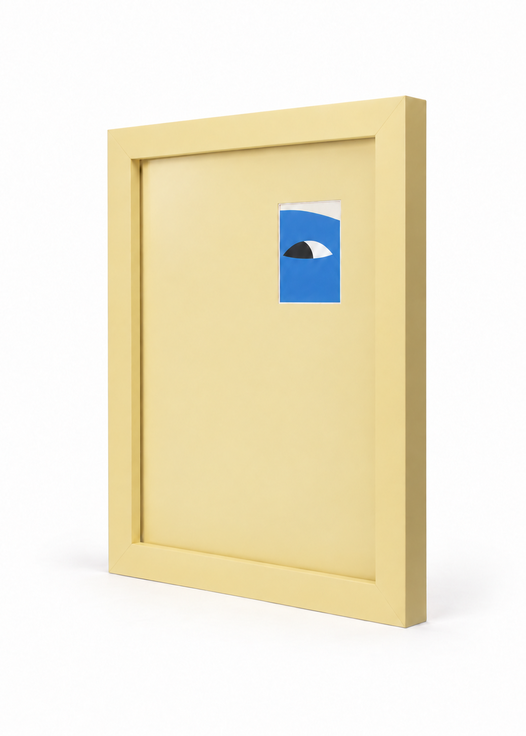 Three-quarter view of the butter Peek-a-boo mini polaroid frame