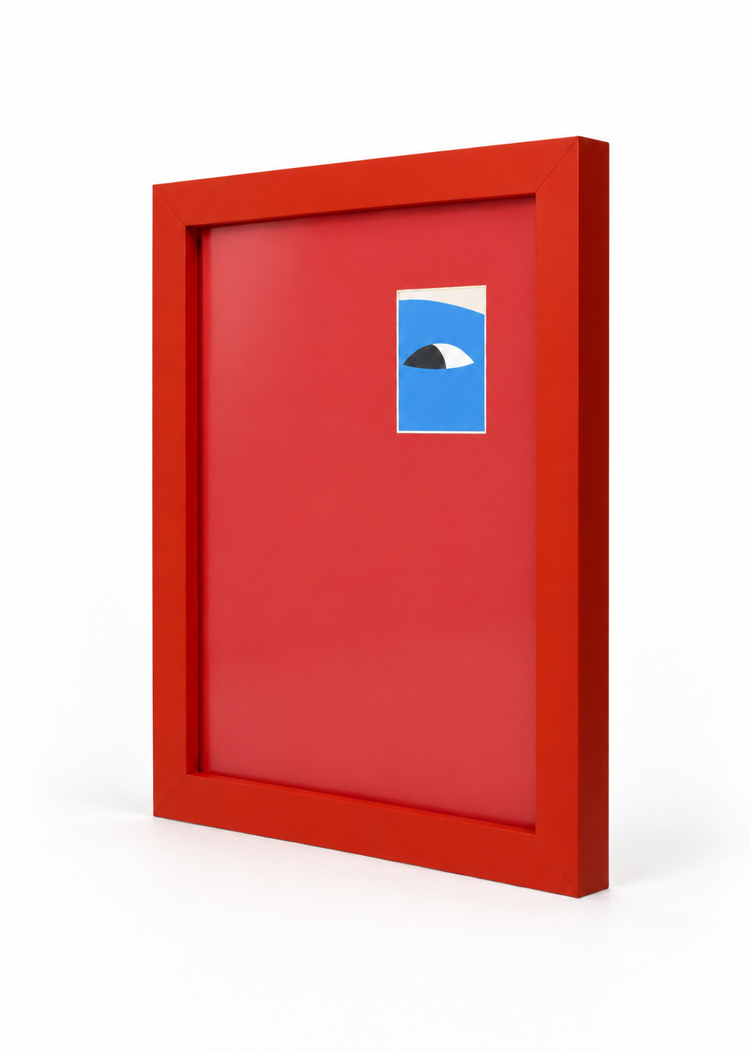 Three-quarter view of the persimmon Peek-a-boo mini polaroid frame