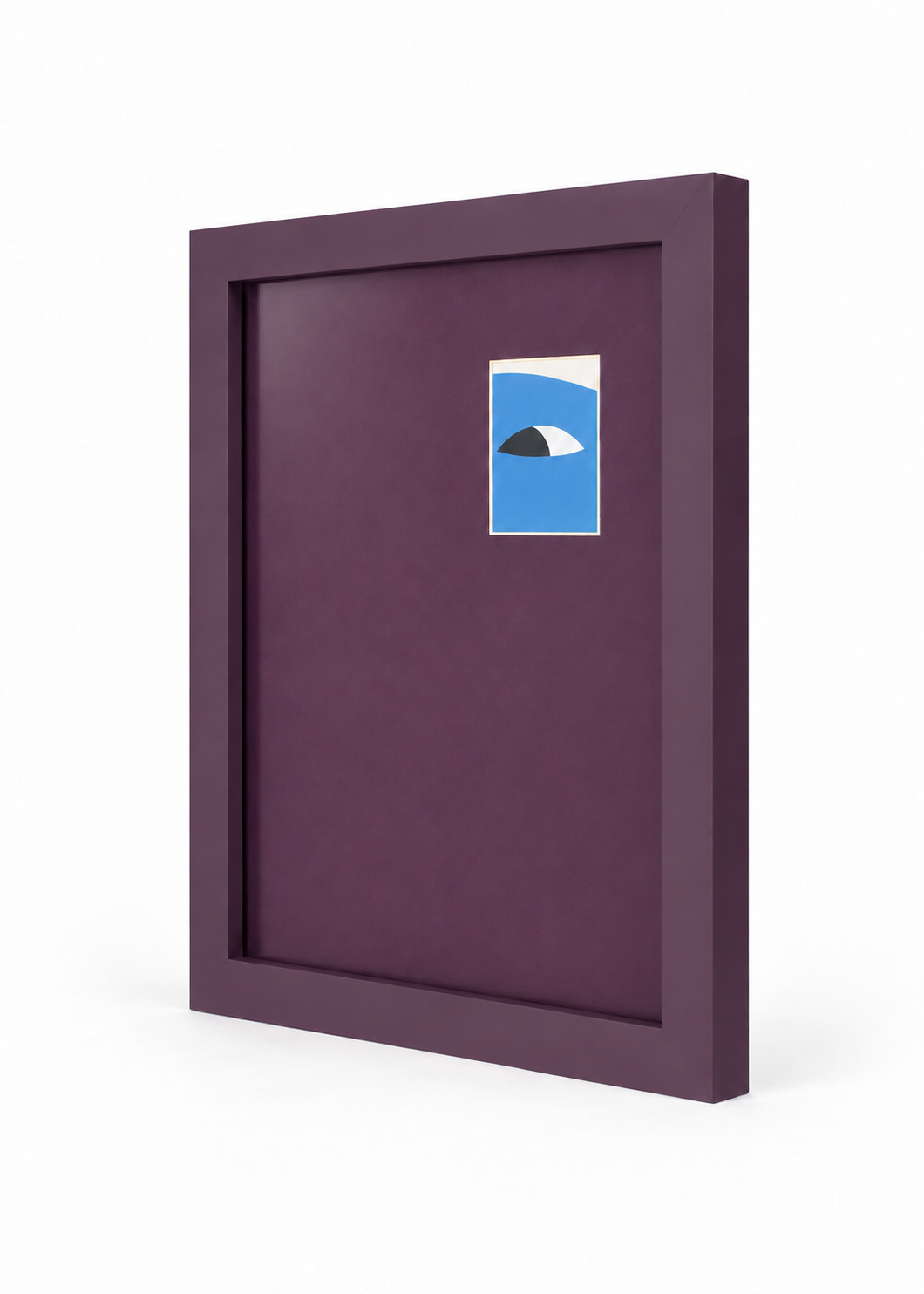 Three-quarter view of the plum Peek-a-boo mini polaroid frame